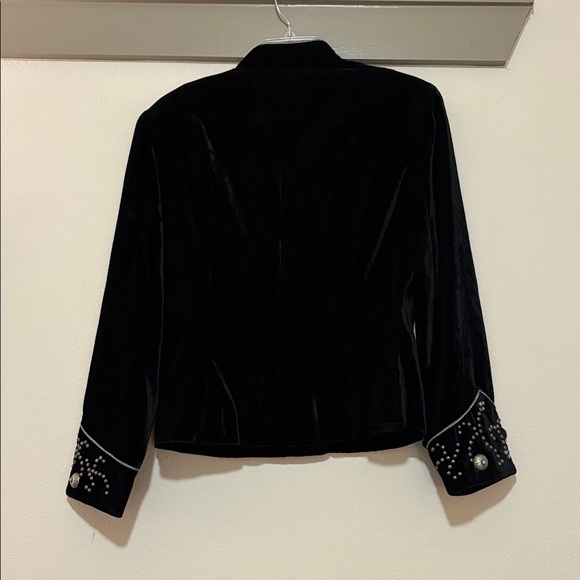 Double D Ranch Black Velvet Turquoise/Silver Encrusted Jacket SZ M EUC - Picture 3 of 5